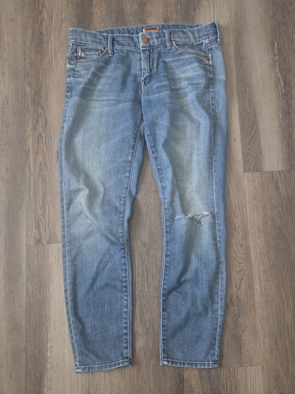 Mother The Looker Crop Rancho Diablo Distressed Denim Jeans Size 27
